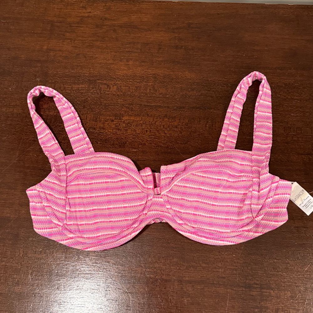 L*Space Vibrant Pink and Gray Bikini Top